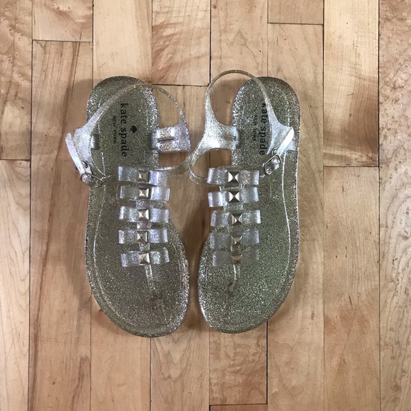 kate spade Shoes - Kate Spade Gold Sparkle Jelly Sandals